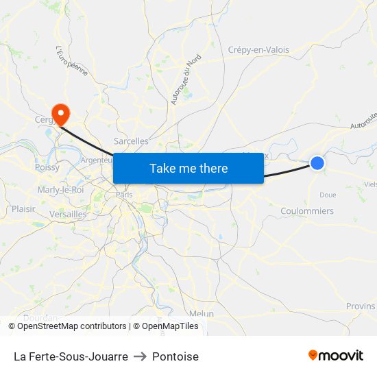 La Ferte-Sous-Jouarre to Pontoise map