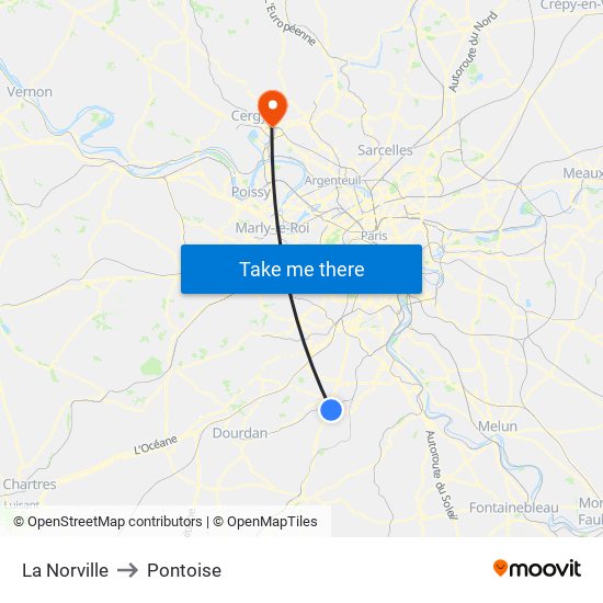 La Norville to Pontoise map