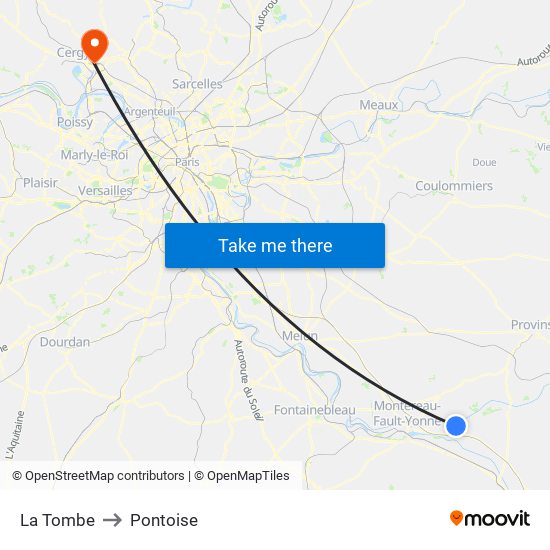 La Tombe to Pontoise map