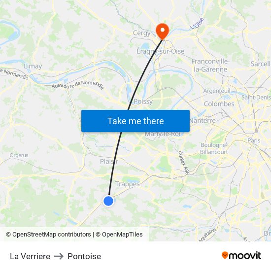 La Verriere to Pontoise map