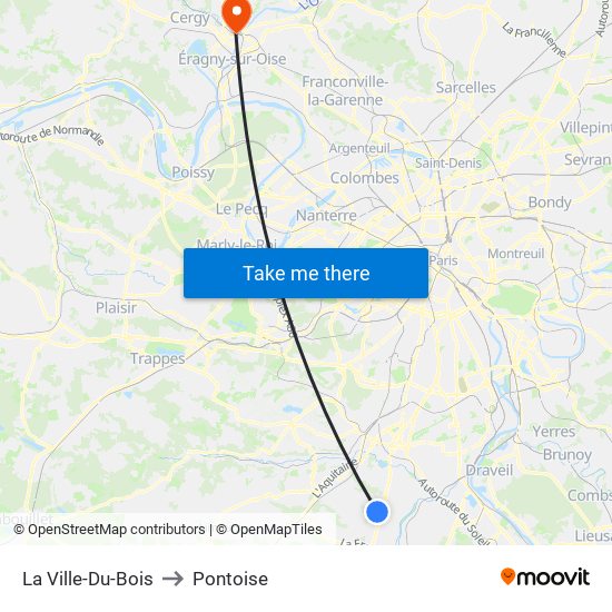 La Ville-Du-Bois to Pontoise map