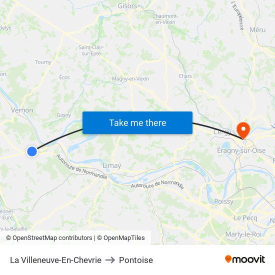 La Villeneuve-En-Chevrie to Pontoise map