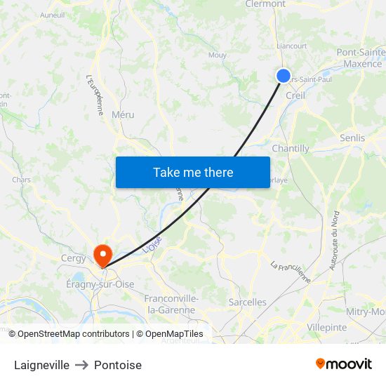 Laigneville to Pontoise map