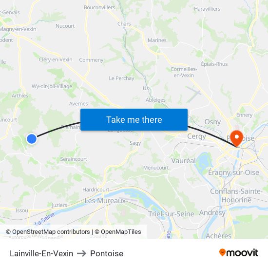 Lainville-En-Vexin to Pontoise map