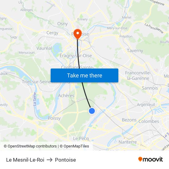 Le Mesnil-Le-Roi to Pontoise map