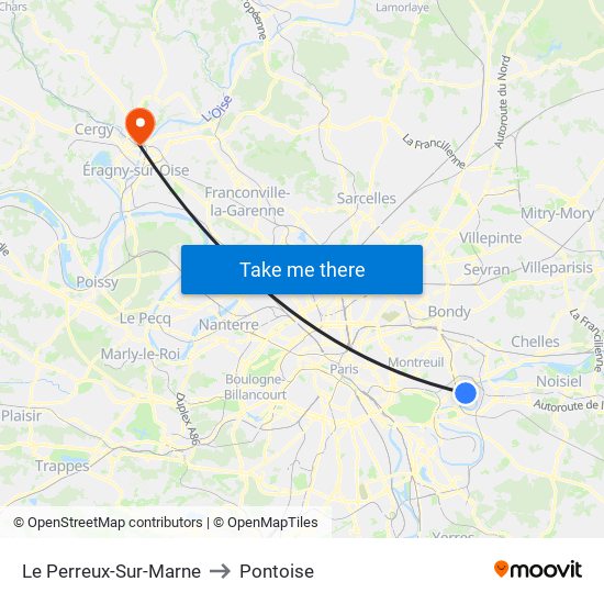 Le Perreux-Sur-Marne to Pontoise map