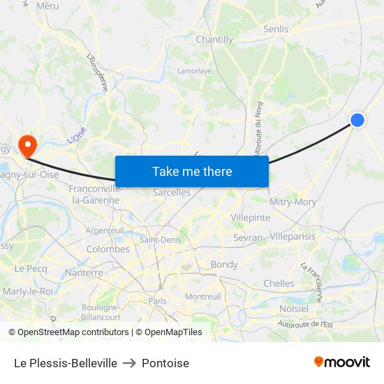 Le Plessis-Belleville to Pontoise map