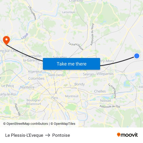 Le Plessis-L'Eveque to Pontoise map