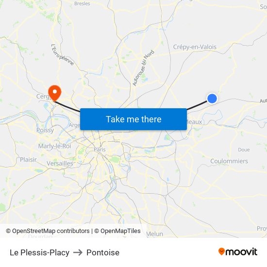 Le Plessis-Placy to Pontoise map
