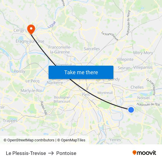 Le Plessis-Trevise to Pontoise map