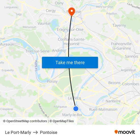 Le Port-Marly to Pontoise map