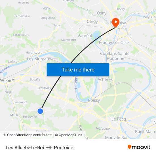 Les Alluets-Le-Roi to Pontoise map