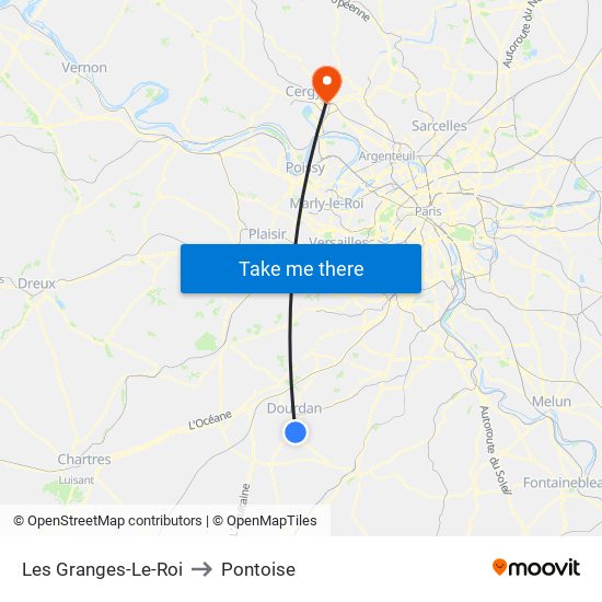 Les Granges-Le-Roi to Pontoise map