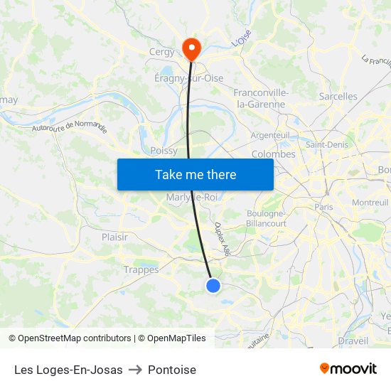 Les Loges-En-Josas to Pontoise map