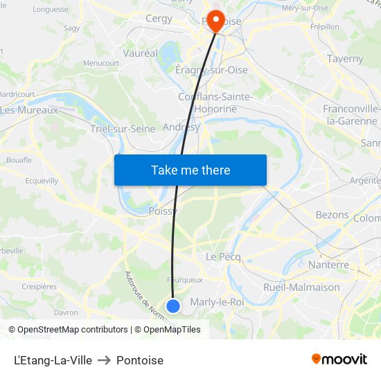 L'Etang-La-Ville to Pontoise map