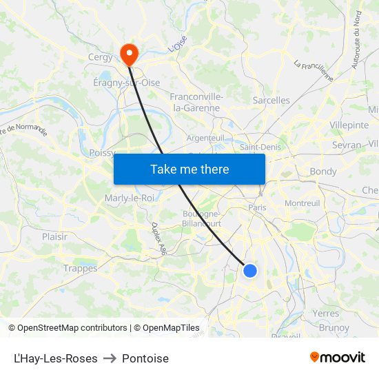 L'Hay-Les-Roses to Pontoise map