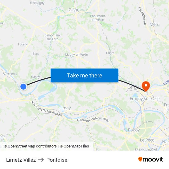 Limetz-Villez to Pontoise map