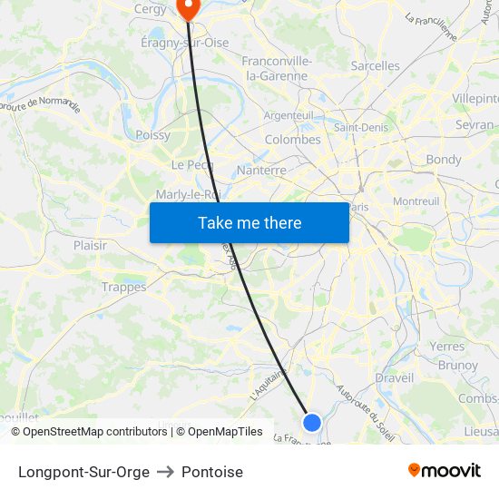 Longpont-Sur-Orge to Pontoise map