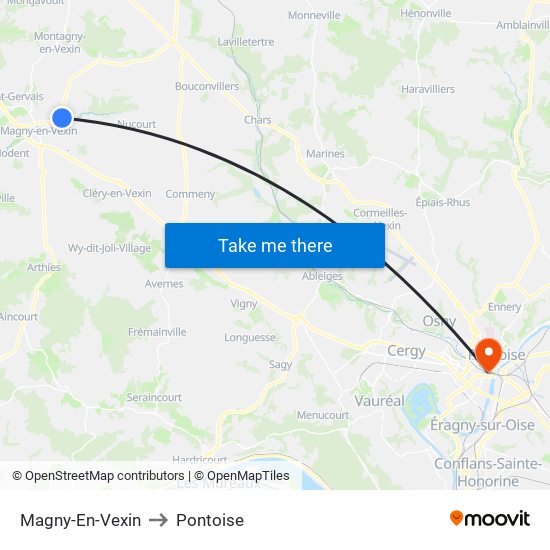 Magny-En-Vexin to Pontoise map