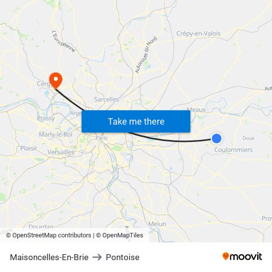 Maisoncelles-En-Brie to Pontoise map