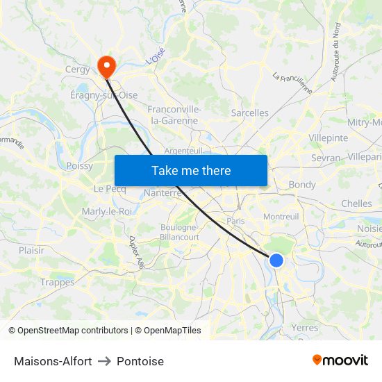 Maisons-Alfort to Pontoise map