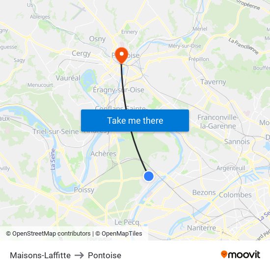 Maisons-Laffitte to Pontoise map