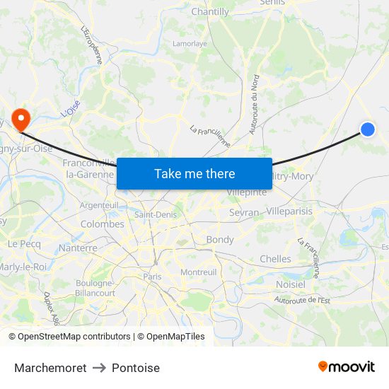 Marchemoret to Pontoise map