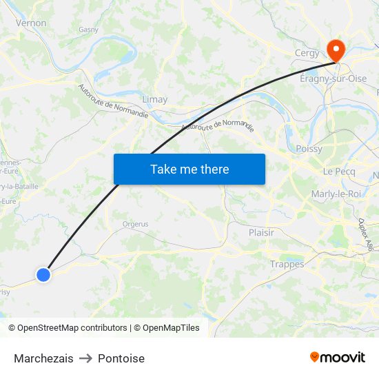 Marchezais to Pontoise map