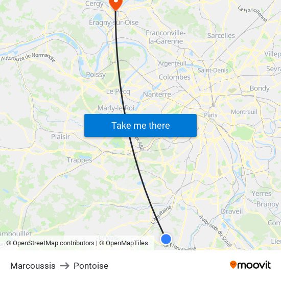 Marcoussis to Pontoise map