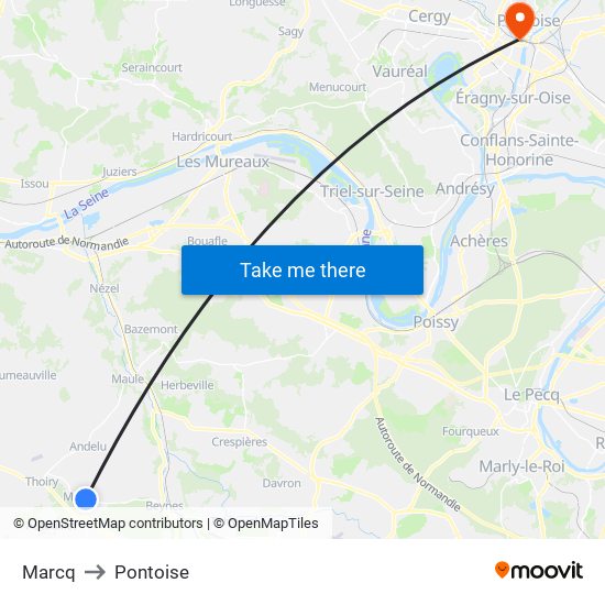 Marcq to Pontoise map