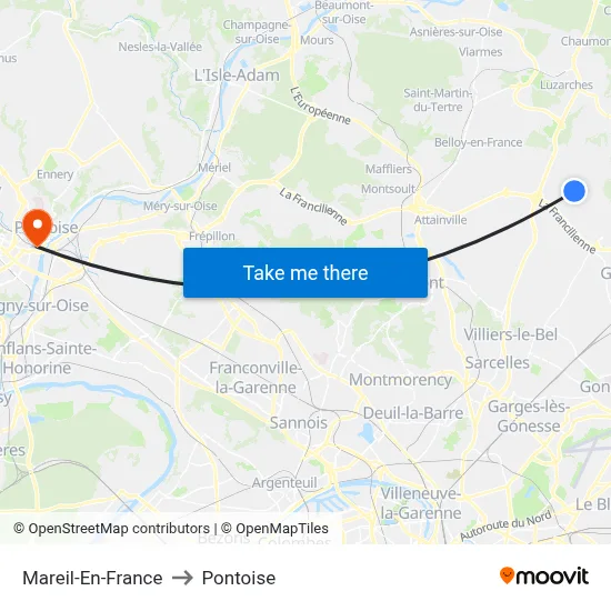 Mareil-En-France to Pontoise map