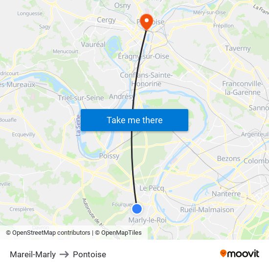 Mareil-Marly to Pontoise map