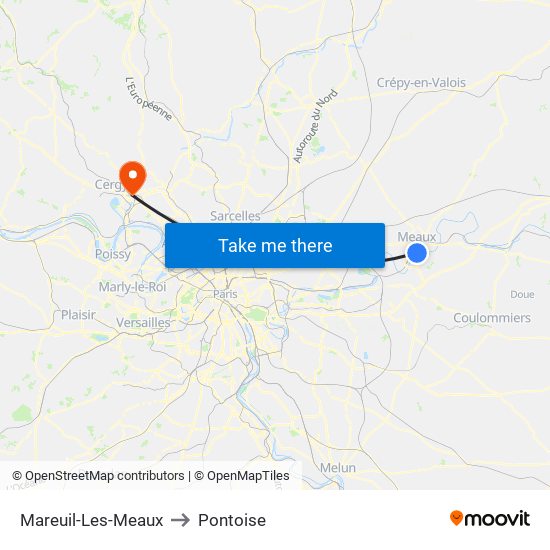 Mareuil-Les-Meaux to Pontoise map