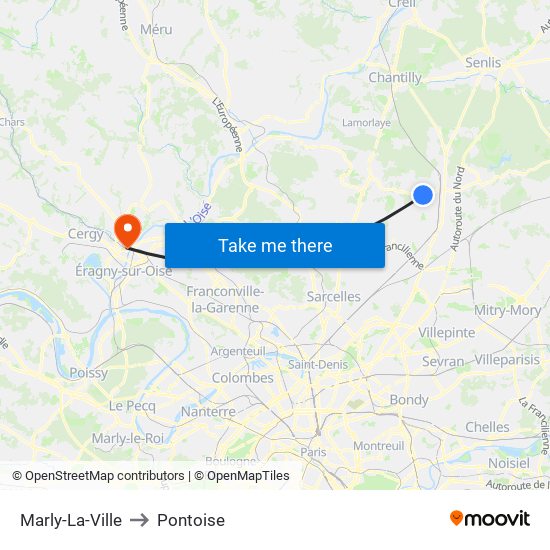 Marly-La-Ville to Pontoise map