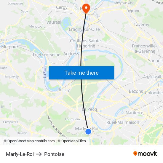 Marly-Le-Roi to Pontoise map