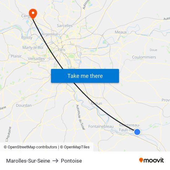 Marolles-Sur-Seine to Pontoise map
