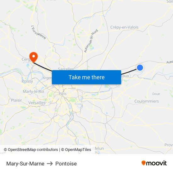 Mary-Sur-Marne to Pontoise map
