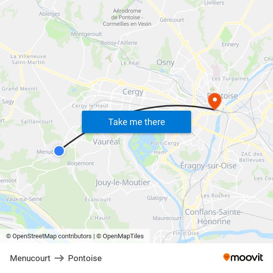 Menucourt to Pontoise map