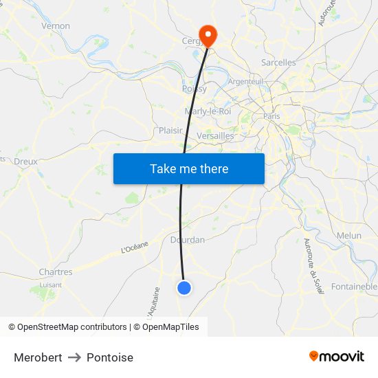 Merobert to Pontoise map