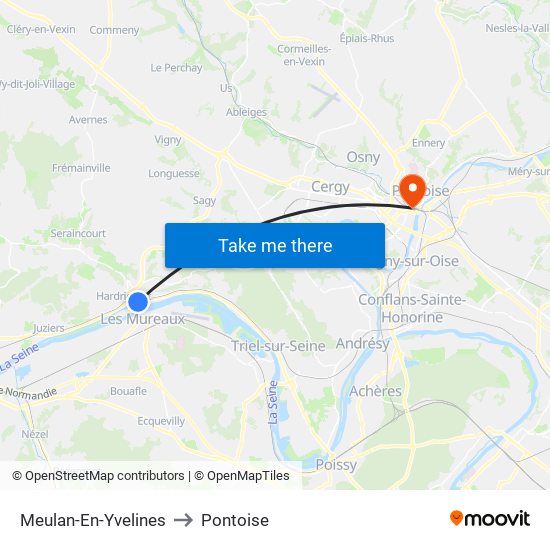 Meulan-En-Yvelines to Pontoise map