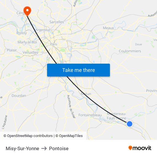 Misy-Sur-Yonne to Pontoise map
