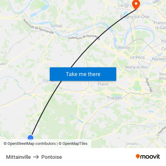 Mittainville to Pontoise map