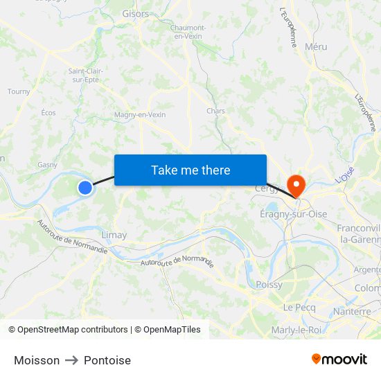Moisson to Pontoise map