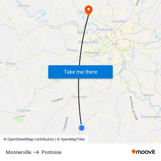 Monnerville to Pontoise map