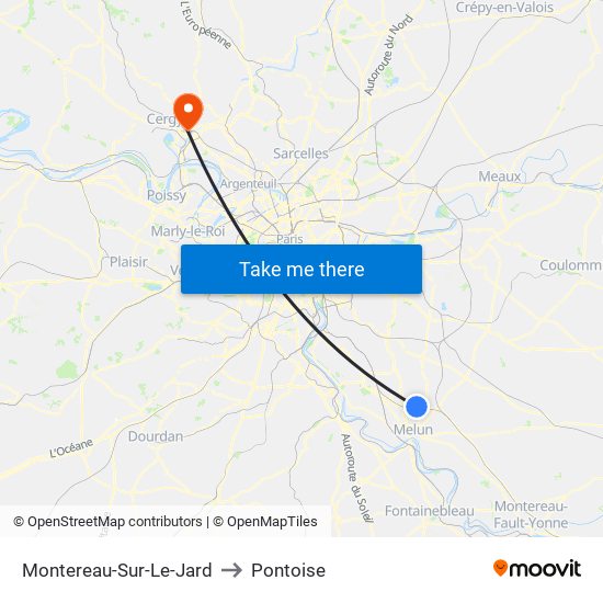 Montereau-Sur-Le-Jard to Pontoise map