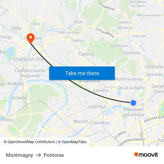 Montmagny to Pontoise map