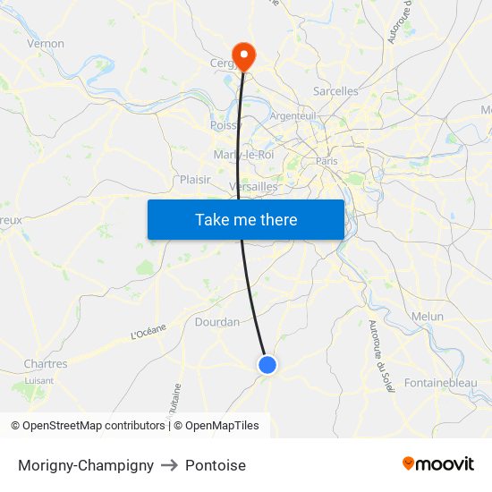 Morigny-Champigny to Pontoise map