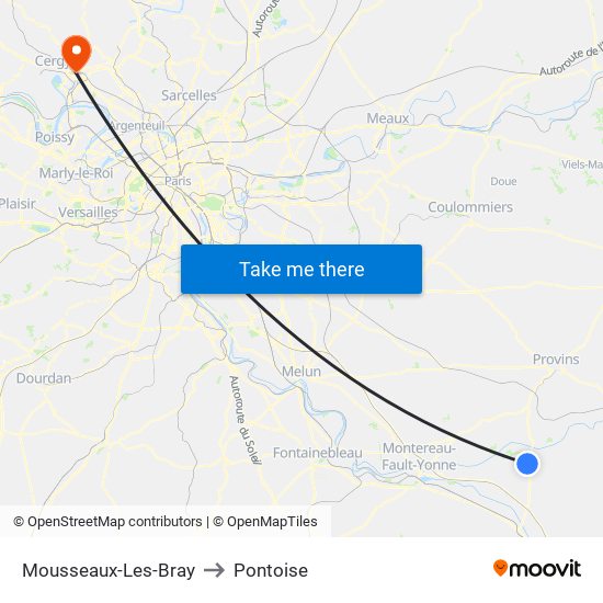 Mousseaux-Les-Bray to Pontoise map