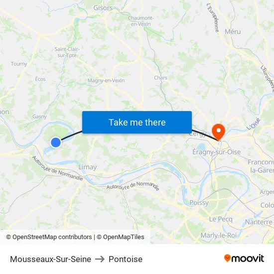 Mousseaux-Sur-Seine to Pontoise map