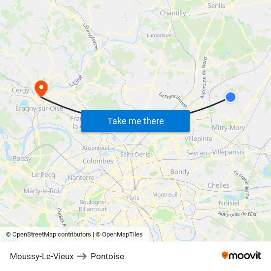Moussy-Le-Vieux to Pontoise map